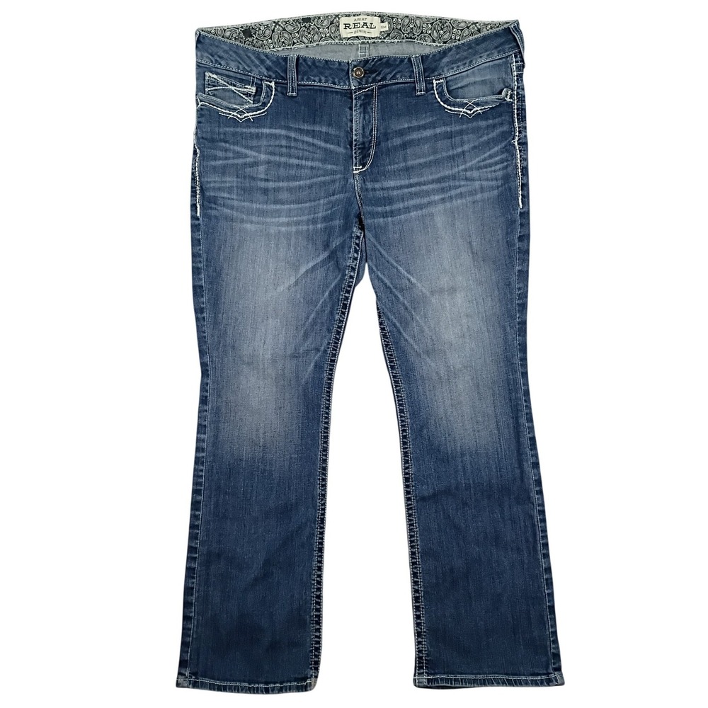 Ariat REAL Marine Bootcut Jean Women 22WR Blue Mid Rise Entwined Western Western